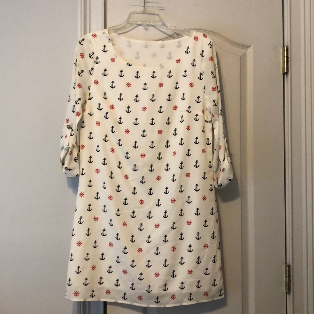 White nautical dress with anchors and wheels!